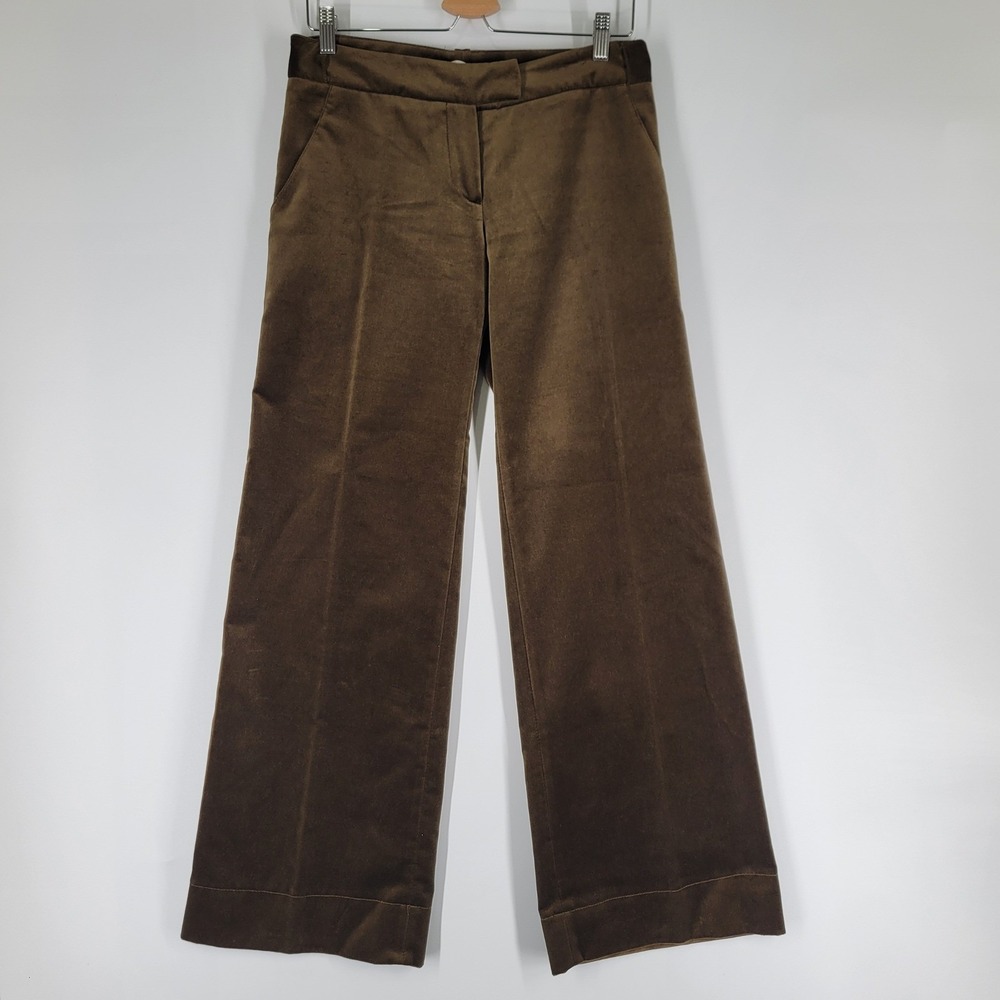 Les Petites Collection Brown Velvet Wide Leg Pants Women Size 38  Made in France
